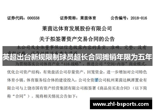 英超出台新规限制球员超长合同摊销年限为五年 英超出台新规限制球员超长合同摊销年限为五年